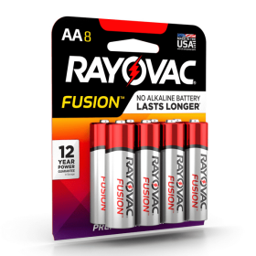 Rayovac Fusion Premium Alkaline, AA Batteries, 8 Count with SD Card