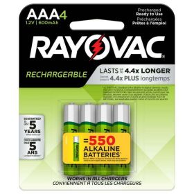 Rayovac Rechargeable AAA Batteries (4 Pack), Triple A Batteries