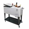 Outdoor 80QT Rolling Party Iron Spray Cooler Cart Ice Bee Chest Patio Warm Shelf