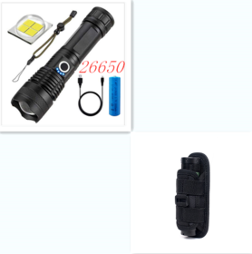 Strong Light Flashlight, Rechargeable, Zoom Power Display, Outdoor Super Bright And Portable (Option: P50 wick 26650battery suit)