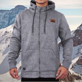 Men's Zip Thru Warm Cosy Thermal Climbing Hiking Heavy Sweatshirt (Color: Grey Melange, size: S)