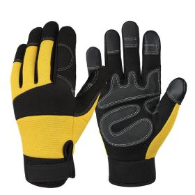 Climbing Tactical Full Finger Combat Riding Touch Screen Gloves Outdoor Roping Work Rocks Parkour Carabiners Rigging Grip (Gloves Size: XL, Color: Yellow)