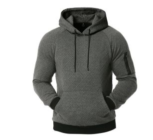 Men's Casual Hooded Sweatshirt Tops Hoodies (Color: Gray, size: L)