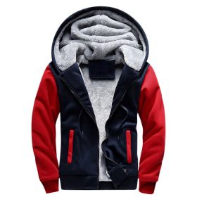 Mens Hoodies Fleece Hooded Sweatershirt Winter Warm Thick Coat Jackets (Color: Navy, size: S)