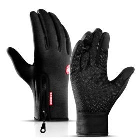 Moto Touch Screen Motorbike Racing Riding Gloves Winter Motorcycle Gloves Winter Thermal Fleece Lined Waterproof Heated Guantes (Color: Black B, size: XL)