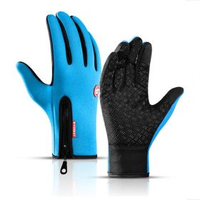 2022 Winter Gloves For Men Waterproof Windproof Cold Gloves Snowboard Motorcycle Riding Driving Warm Touchscreen Zipper Glove (Gloves Size: XXL, Color: Blue)