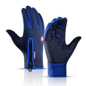 2022 Winter Gloves For Men Waterproof Windproof Cold Gloves Snowboard Motorcycle Riding Driving Warm Touchscreen Zipper Glove (Gloves Size: XXL, Color: Dark Blue)