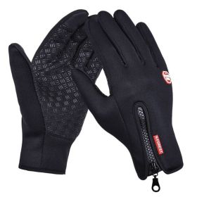 2022 Winter Gloves For Men Waterproof Windproof Cold Gloves Snowboard Motorcycle Riding Driving Warm Touchscreen Zipper Glove (Gloves Size: XL, Color: Black)