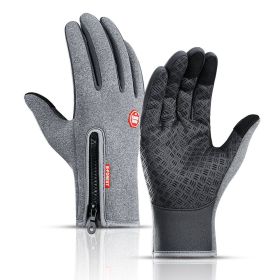 2022 Winter Gloves For Men Waterproof Windproof Cold Gloves Snowboard Motorcycle Riding Driving Warm Touchscreen Zipper Glove (Gloves Size: XL, Color: Gray)