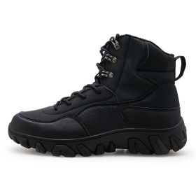 New Men's Military Boots High Top Outdoor Hiking Shoes Men Anti-collision Quality Army Tactical Sport Jogging Trekking Sneakers (Color: Black, size: 40)