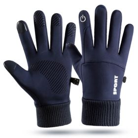 Men Winter Waterproof Cycling Gloves Outdoor Sports Running Motorcycle Ski Touch Screen Fleece Gloves Non-slip Warm Full Fingers (Color: Blue, size: XL)