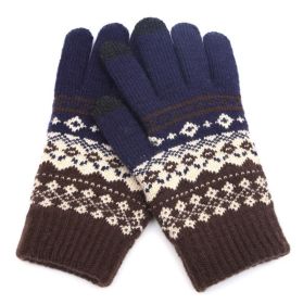 Winter Touch Screen Gloves Women Men Warm Stretch Knit Mittens Imitation Wool Full Finger Guantes Female Crochet Luvas Thicken (Gloves Size: One size, Color: Style 2 Navy)