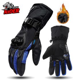 Motorcycle Gloves Windproof Waterproof Guantes Moto Men Motorbike Riding Gloves Touch Screen Moto Motocross Gloves Winter (Color: WP-02 Blue Gloves, size: XL)