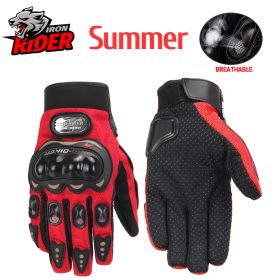 Motorcycle Gloves Windproof Waterproof Guantes Moto Men Motorbike Riding Gloves Touch Screen Moto Motocross Gloves Winter (Color: Summer MCS-01C Red, size: XL)