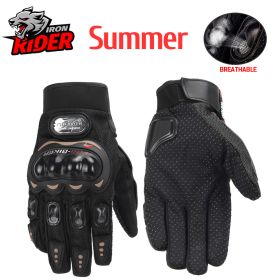 Motorcycle Gloves Windproof Waterproof Guantes Moto Men Motorbike Riding Gloves Touch Screen Moto Motocross Gloves Winter (Color: Summer MCS-01C Black, size: L)