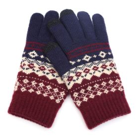 Winter Touch Screen Gloves Women Men Warm Stretch Knit Mittens Imitation Wool Full Finger Guantes Female Crochet Luvas Thicken (Gloves Size: One size, Color: Style 2 Blue)