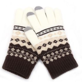 Winter Touch Screen Gloves Women Men Warm Stretch Knit Mittens Imitation Wool Full Finger Guantes Female Crochet Luvas Thicken (Gloves Size: One size, Color: Style 2 Coffee)