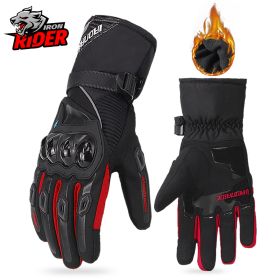 Motorcycle Gloves Windproof Waterproof Guantes Moto Men Motorbike Riding Gloves Touch Screen Moto Motocross Gloves Winter (Color: WN-01 Red Gloves, size: L)