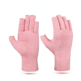 Winter Compression Arthritis Gloves Rehabilitation Fingerless Gloves Anti Arthritis Therapy Gloves Wrist Support Wristband (Color: Pink, size: S)