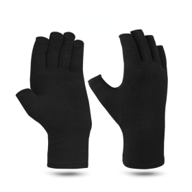 Winter Compression Arthritis Gloves Rehabilitation Fingerless Gloves Anti Arthritis Therapy Gloves Wrist Support Wristband (Color: Black, size: L)