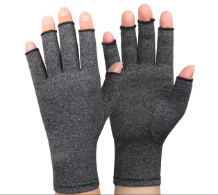 Winter Compression Arthritis Gloves Rehabilitation Fingerless Gloves Anti Arthritis Therapy Gloves Wrist Support Wristband (Color: Grey, size: L)