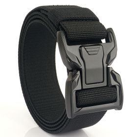 New quick release button tactical nylon belt; working clothes; outdoor training belt; casual men's belt; wholesale by manufacturers (Length (CM): 125cm, colour: black)