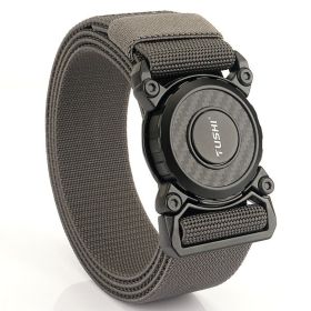 New quick release button tactical nylon belt; working clothes; outdoor training belt; casual men's belt; wholesale by manufacturers (Length (CM): 125cm, colour: Elastic -- dark gray)