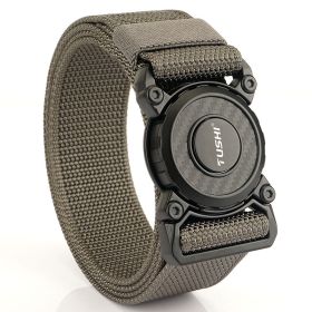 New quick release button tactical nylon belt; working clothes; outdoor training belt; casual men's belt; wholesale by manufacturers (Length (CM): 125cm, colour: Seam -- dark gray)