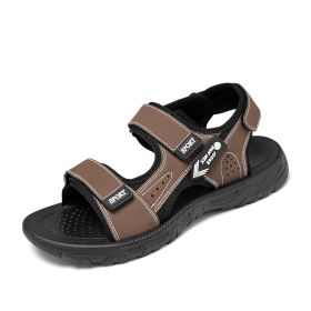 Men Beach Sandals Man Hiking Sandals Outdoor Casual Shoes High Quality 2022 Summer Aqua Shoes Comfortable Male Non-slip Sandals (Color: Dark brown, size: 42)