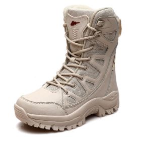 Comfort Beige Outdoor Hiking Boots Couple Men Trekking Shoes Women Big Size Military Tactical Boots For Men hiking sheos snow bo (Color: Beige -S208, size: 44)