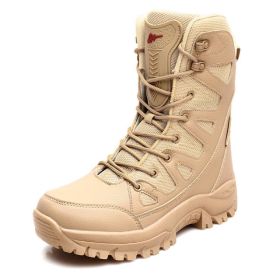 Comfort Beige Outdoor Hiking Boots Couple Men Trekking Shoes Women Big Size Military Tactical Boots For Men hiking sheos snow bo (Color: Brown -S208, size: 44)