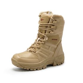 Comfort Beige Outdoor Hiking Boots Couple Men Trekking Shoes Women Big Size Military Tactical Boots For Men hiking sheos snow bo (Color: Sand -S203, size: 43)