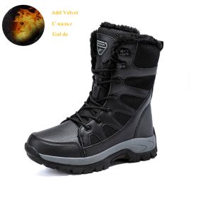 Comfort Beige Outdoor Hiking Boots Couple Men Trekking Shoes Women Big Size Military Tactical Boots For Men hiking sheos snow bo (Color: Black Fur -210, size: 36)