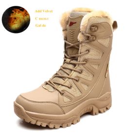 Comfort Beige Outdoor Hiking Boots Couple Men Trekking Shoes Women Big Size Military Tactical Boots For Men hiking sheos snow bo (Color: Brown Fur -S208-1, size: 36)