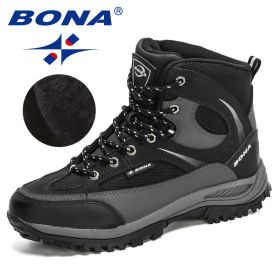 BONA 2022 New Designers Nubuck Shoes Men Outdoor Sports Tactical Male Boots Hiking Mountain Shoes Man Camping Climbing Footwear (Color: Charcoal grey S gray, size: 8)