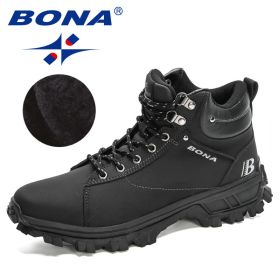 BONA 2022 NewDesigners Nubuck Sports Tactical Boots Men Hiking Mountain Shoes High Top Plush Tactical Footwear Masculino Comfy (Color: Charcoal grey S gray, size: 8.5)