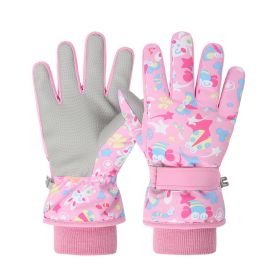 Winter Gloves For Kids Boys Girls Snow Windproof Mittens Outdoor Ski Gloves (Color: Pink, size: L)