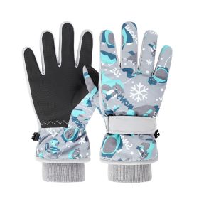 Winter Gloves For Kids Boys Girls Snow Windproof Mittens Outdoor Ski Gloves (Color: Grey, size: L)