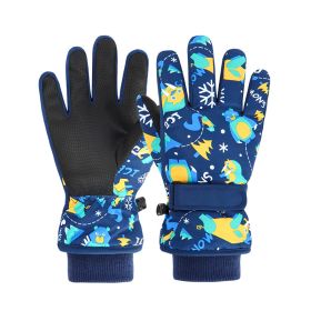 Winter Gloves For Kids Boys Girls Snow Windproof Mittens Outdoor Ski Gloves (Color: Blue, size: M)