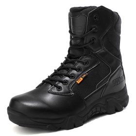 High Quality Military Leather Combat Boots for Men Combat Bot Infantry Tactical Boots Askeri Bot Army Bots Army Shoes Waterproof (Color: Black, size: 8)