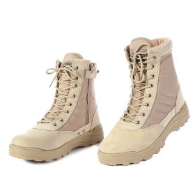 2021 New Us Military Leather Boots for Men Combat Bot Infantry Tactical Boots Askeri Bot Army Bots Army Shoes Erkek Ayakkabi (Color: Khaki, size: 43)