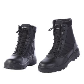 2021 New Us Military Leather Boots for Men Combat Bot Infantry Tactical Boots Askeri Bot Army Bots Army Shoes Erkek Ayakkabi (Color: Black, size: 43)