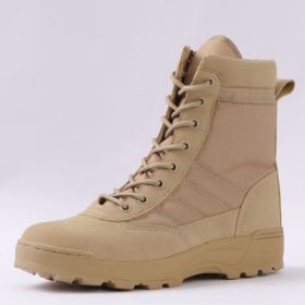 Men Boots Tactical Military Boots Special Force Desert Combat Army Boots Outdoor Hiking Boots Ankle Shoes Men Work Safty Shoes (Color: Sand, size: 42)