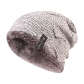 Warm Knit Cap Lamb Wool Fluffy Soft Winter Snow Hat (Color: Grey)