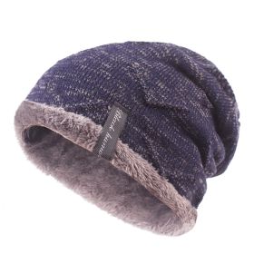 Warm Knit Cap Lamb Wool Fluffy Soft Winter Snow Hat (Color: Navy Blue)