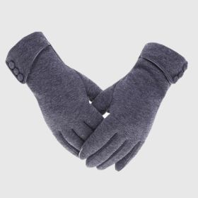 Winter Warm Thick Soft Windproof Touch Screen Fleece Gloves (Color: Grey)