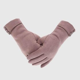 Winter Warm Thick Soft Windproof Touch Screen Fleece Gloves (Color: Khaki)