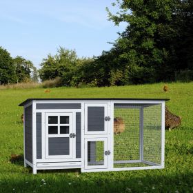 Outdoor Indoor Poultry Cage Small Animal House outdoor chicken hutch coop with running cage (Color: as Pic)