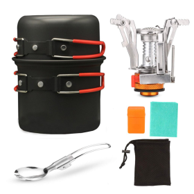 Portable Folding Cookware Set For Outdoor Barbecue Camping Trip Cookware (Style: A, Color: As pic show)