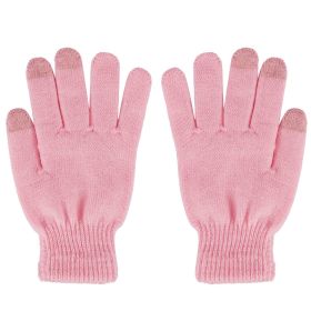 Unisex Winter Knit Gloves Touchscreen Outdoor Windproof Cycling Skiing Warm Gloves (Color: Pink)